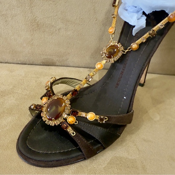 Giuseppe Zanotti Brown and Gold Sandals - Picture 2 of 16